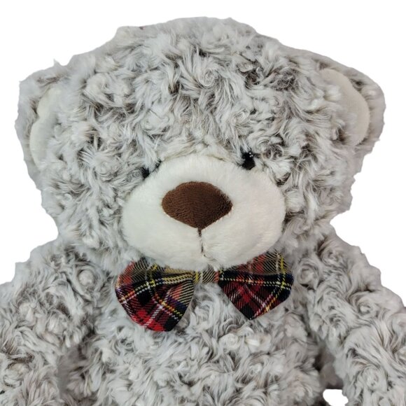 FAO Schwarz Classic Bear Plush Brown 17" Mottle Bow Tie Smiling Curly Swirl 2017 - Picture 2 of 11